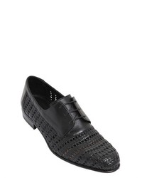 a. testoni Woven Leather Derby Lace Up Shoes