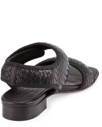 Sesto Meucci Gryta Woven Leather Flat Sandal Black