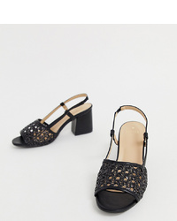 Oasis Woven Heeled Sandals In Black