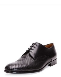 Black Woven Leather Oxford Shoes
