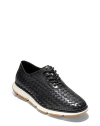 Cole Haan 4zerogrand Woven Oxford In Black Woven Leatherivory At Nordstrom