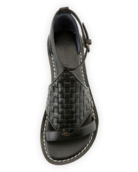 Bernardo Carrie Woven Leather Sandal Black