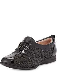 Black Woven Leather Sneakers