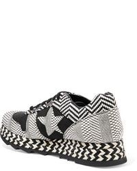 Stella McCartney Macy Faux Suede And Woven Faux Leather Sneakers Black