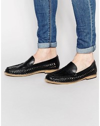 Frank Wright Woven Loafers In Black