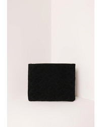 Missguided Black Woven Detail Clutch Bag