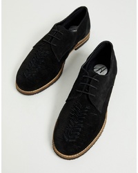 Black Woven Suede Derby Shoes