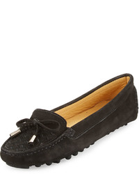 Black Woven Suede Loafers