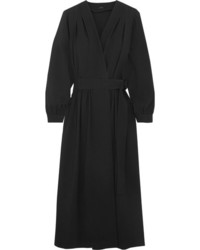 Joseph Mati Crepe Wrap Midi Dress Black