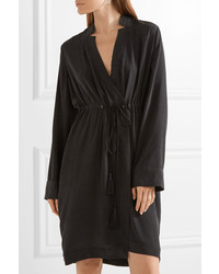 Equipment Stacy Washed Silk Wrap Dress Black