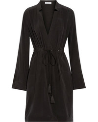 Equipment Stacy Washed Silk Wrap Dress Black