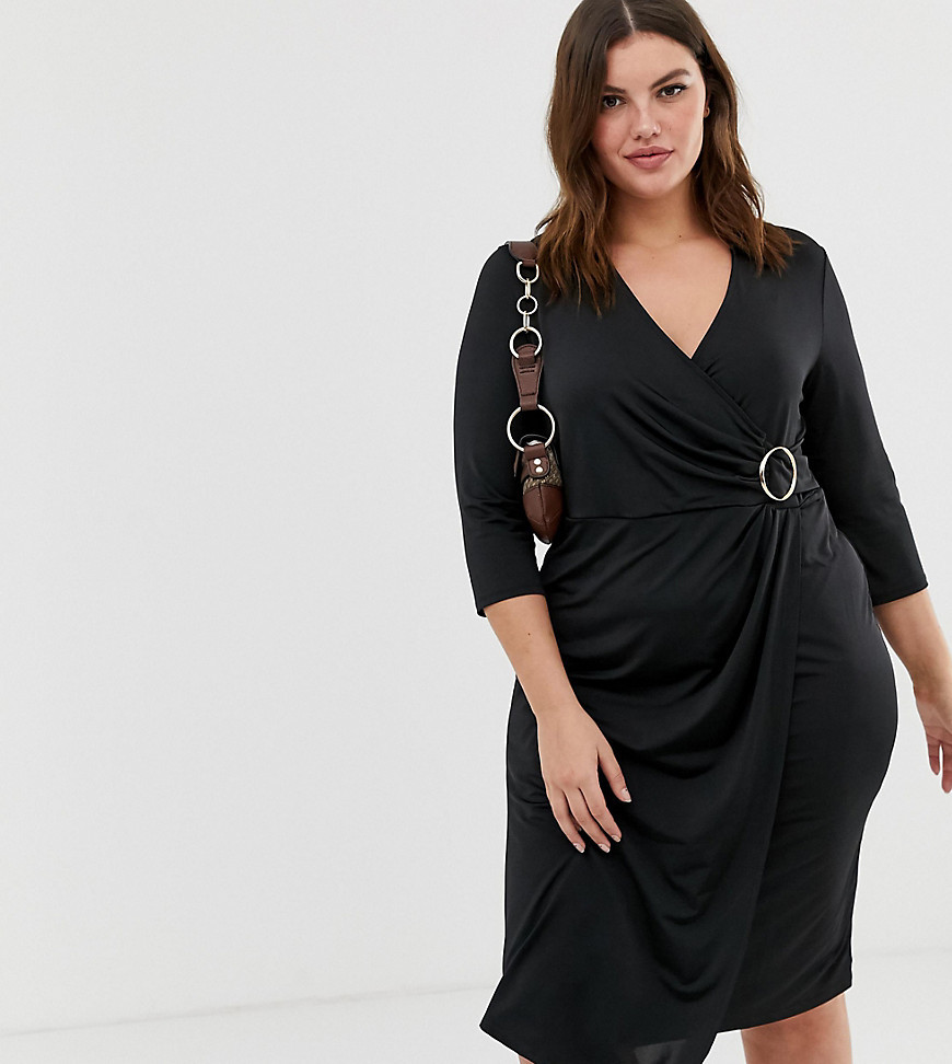River Island Plus Wrap Dress With Detail In Black, $26 | Asos | Lookastic