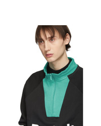 Reebok Classics Black And Green Half Zip Pullover