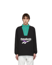 Reebok Classics Black And Green Half Zip Pullover