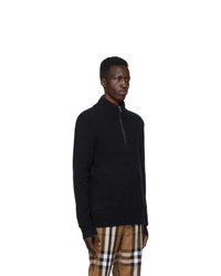 Burberry Black Cashmere Monogram Zip Up Sweater