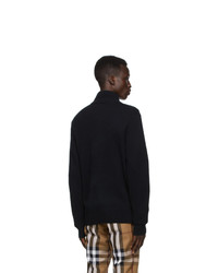 Burberry Black Cashmere Monogram Zip Up Sweater