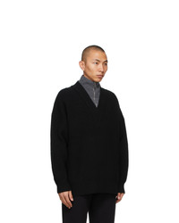 Burberry Black Cashmere Pipard Half Zip Sweater