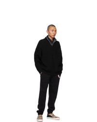 Burberry Black Cashmere Pipard Half Zip Sweater