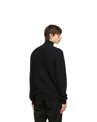 Polo Ralph Lauren Black Cotton Mesh Quarter Zip Sweater