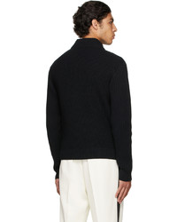 Dunhill Black Engineered Half Zip Sweater