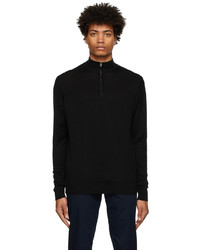 Sunspel Black Half Zip Sweater