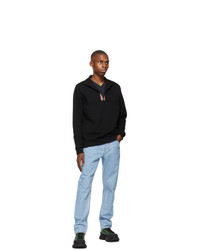 Burberry Black Icon Stripe Half Zip Sweatshirt