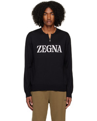 Zegna Black Intarsia Sweater
