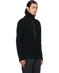Moncler Black Knit Half Zip Sweater
