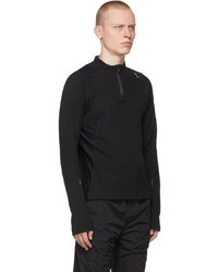 C2h4 Black Paneled Half Zip Sweatshirt