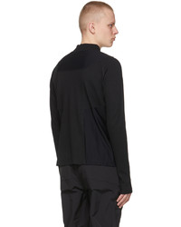 C2h4 Black Paneled Half Zip Sweatshirt