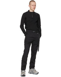 C2h4 Black Paneled Half Zip Sweatshirt
