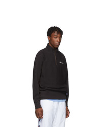 Champion Reverse Weave Black Small Script Half Zip Sweatshirt