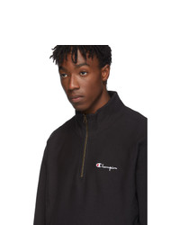 Champion Reverse Weave Black Small Script Half Zip Sweatshirt