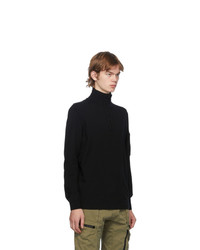 C.P. Company Black Virgin Wool Half Zip Sweater