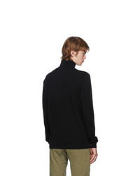 C.P. Company Black Virgin Wool Half Zip Sweater