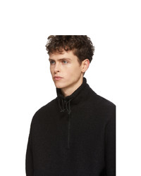 AMI Alexandre Mattiussi Black Wool Half Zip Sweater