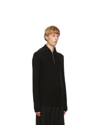 Jil Sander Black Wool Half Zip Sweater