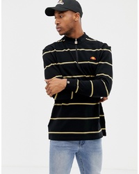Ellesse Bonsi Striped 14 Zip Sweatshirt In Black