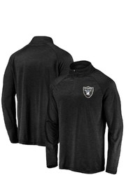 FANATICS Branded Black Las Vegas Raiders Striated Primary Logo Raglan Quarter Zip Pullover Jacket