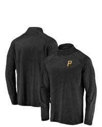 FANATICS Branded Black Pittsburgh Pirates Iconic Striated Primary Logo Raglan Quarter Zip Pullover Jacket