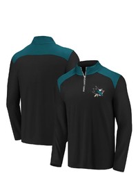 FANATICS Branded Blackteal San Jose Sharks Iconic Clutch Quarter Zip Pullover Jacket At Nordstrom
