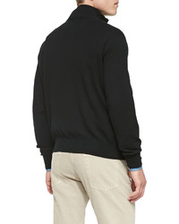 Loro Piana Cashmere Half Zip Sweater Black