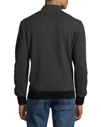 Luciano Barbera Cashmere Half Zip Sweater Black