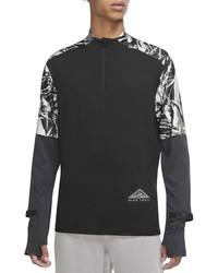 Nike Dri Fit Elet Half Zip Long Sleeve Trail Running Shirt In Blackdark Smoke Greywhite At Nordstrom