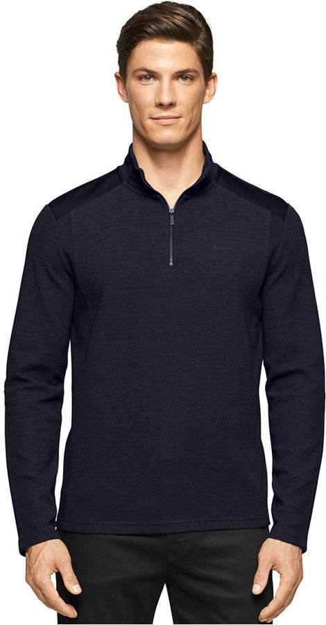 Calvin Klein French Rib Quarter Zip Sweater, $89 | Macy's | Lookastic