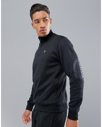 Farah Sport Glebe 14 Zip Logo Sweat In Black