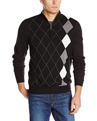 Haggar Asymmetrical Argyle Quarter Zip Sweater