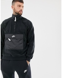 Nike Half Zip Borg Sweat In Black 929097 010