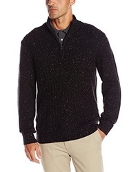 Haggar Long Sleeve 14 Zip Mock Neck Cable Knit Sweater