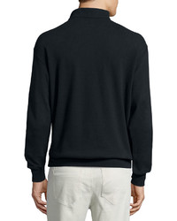 Peter Millar Melange Fleece Quarter Zip Sweater Black